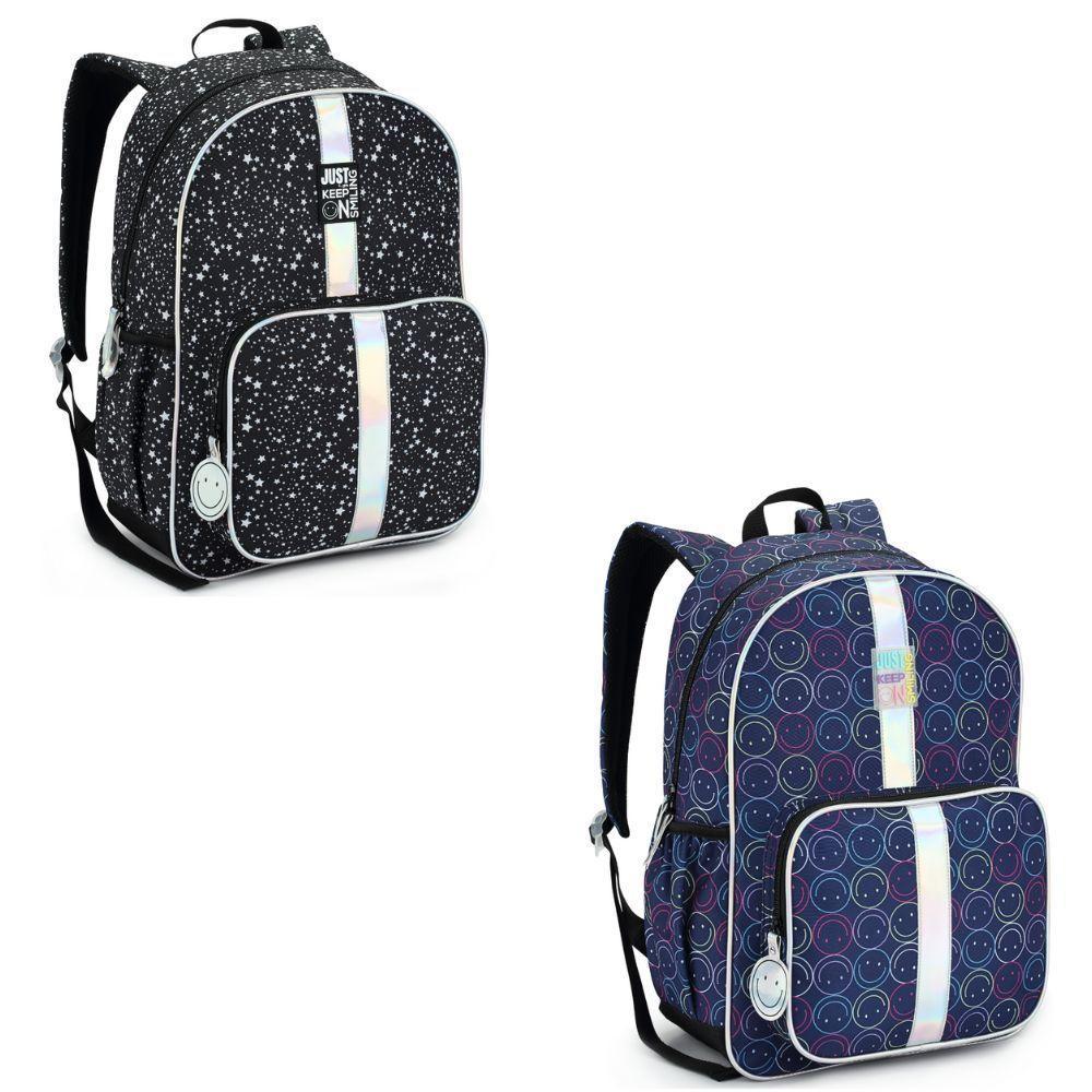 Mochila De Costas Just Keep On Smiling For Girls Denlex Azul - 3