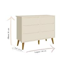 Cômoda Infantil 6 Gavetas Retrô Theo Areia Acetinado Com Pés Madeira - Reller - 3