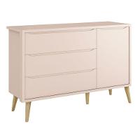 Cômoda Infantil Theo 1 Porta Rosa Com Pés Madeira Natural - Reller - 1
