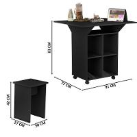 Mesa Retrátil Com 4 Bancos Embutidos Preto Annie Basoto - 3