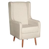 Poltrona Amamentação Aquila Com Puff Linho Bege Pés Palito - Fratello - 3