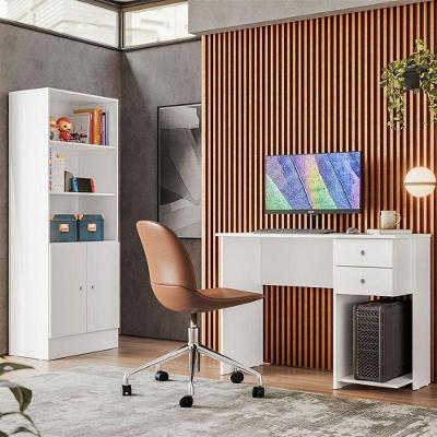 Mesa Escrivaninha 4115 E Armário Gamer 4095 Ambiente Branco Brilho - Qmovi