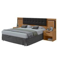 Cabeceira Box Casal 160 Calitan Amêndoa Clean Com Led - Lopas