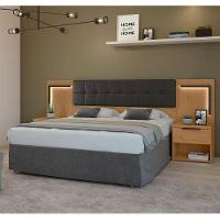 Cabeceira Box Casal 160 Calitan Amêndoa Clean Com Led - Lopas - 5