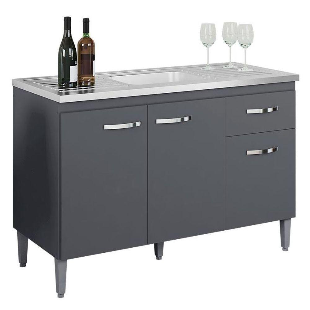 Balcão De Pia Gabriela 120 Cm Cinza Fosco - Ajl - 1