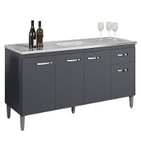 Balcão De Pia Gabriela 150 Cm Cinza Fosco - Ajl - 1