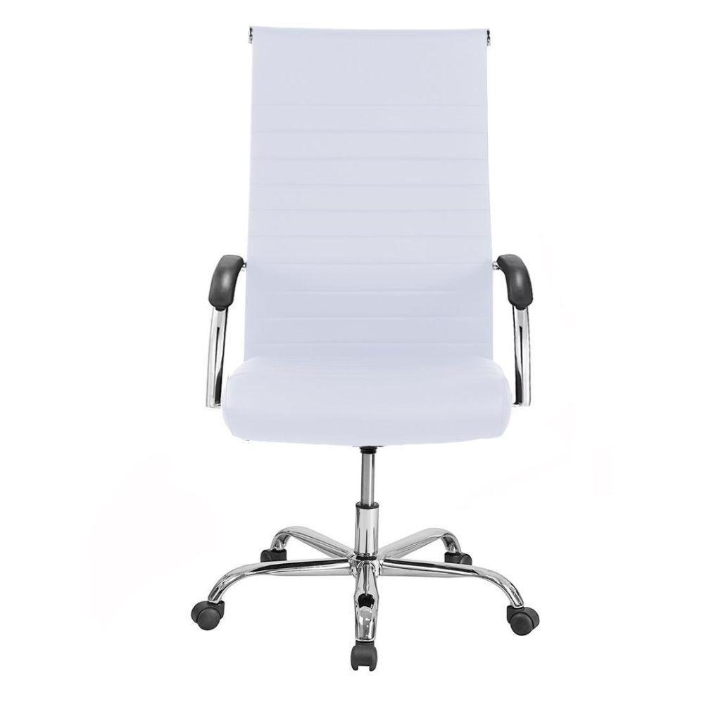 Cadeira De Escritório Esteirinha Base Cromada Com Rodinha Fortt Pequim Branca - Cef09-b - 1