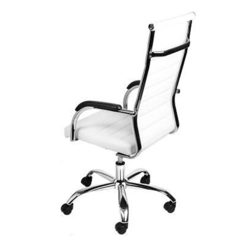 Cadeira De Escritório Esteirinha Base Cromada Com Rodinha Fortt Pequim Branca - Cef09-b - 4