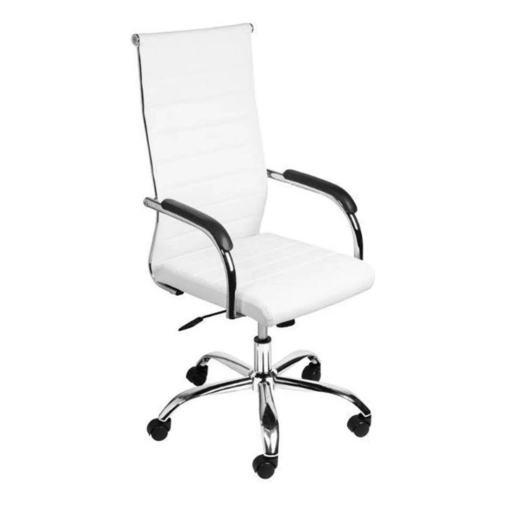 Cadeira De Escritório Esteirinha Base Cromada Com Rodinha Fortt Pequim Branca - Cef09-b - 5