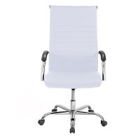 Cadeira De Escritório Esteirinha Base Cromada Com Rodinha Fortt Pequim Branca - Cef09-b - 1