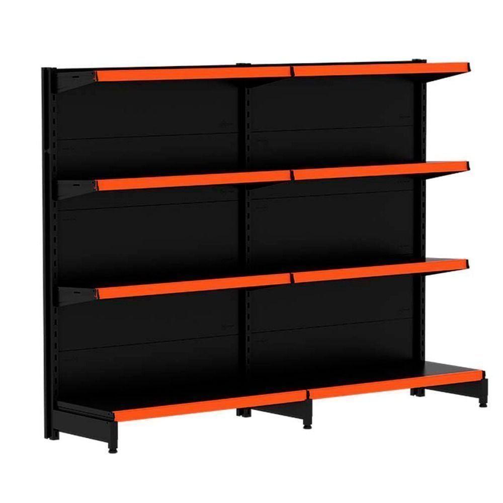 Kit 2 Módulos De Gôndolas Parede 1,37 Fit40 Amapá Expositor Preto - 1