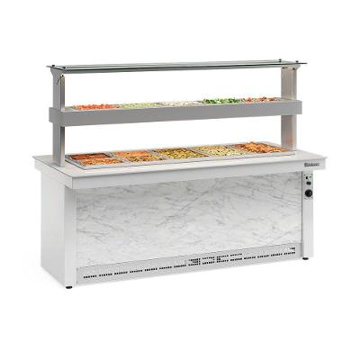 Buffet Quente E Frio 10 Cubas Gbtr200br Gelopar Balcão Self Service 10gns Branco E Mármore 220v