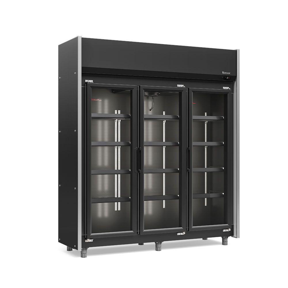 Expositor 3 Portas All Black Geas3plb Gelopar Auto Serviço Total Black 4 Prateleiras 220v - 2