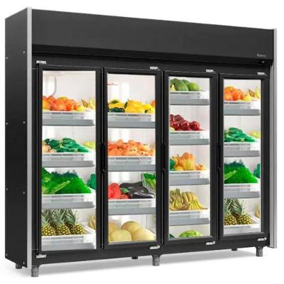 Expositor Vertical Hortifruti 4 Portas De Vidro Geas4p Gelopar Auto Serviço Hortifruti Preto 220v