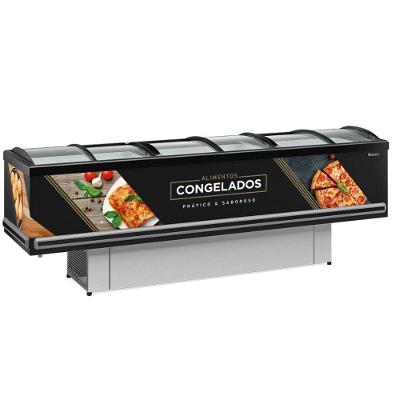 Ilha Plus Dupla Ação Vidro Curvo Gesv290c Gelopar Expositor 827 Litros Preto 110v