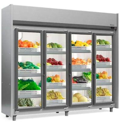 Expositor Vertical Hortifruti 4 Portas De Vidro Geas4p Gelopar Auto Serviço Hortifruti Inox 220v