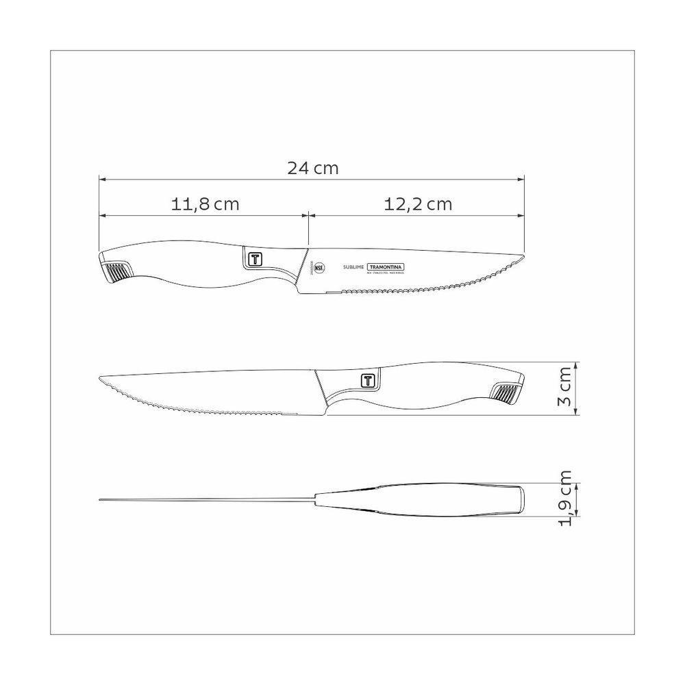 Faca Para Churrasco E Frutas Tramontina Sublime Em Aço Inox 5 Polegada - 5