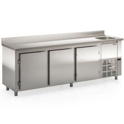 Balcão De Encosto Com 3 Portas E 1 Pia Lado Direito Gbfe250cd Gelopar Balcão 765 Litros Inox 220v