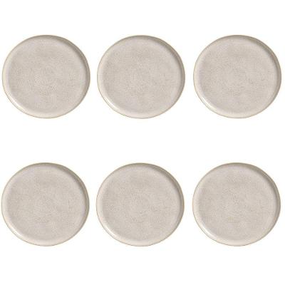 Conjunto de Pratos Rasos Bio Latte 6 Peças Cerâmica Liso Bege Porto Brasil