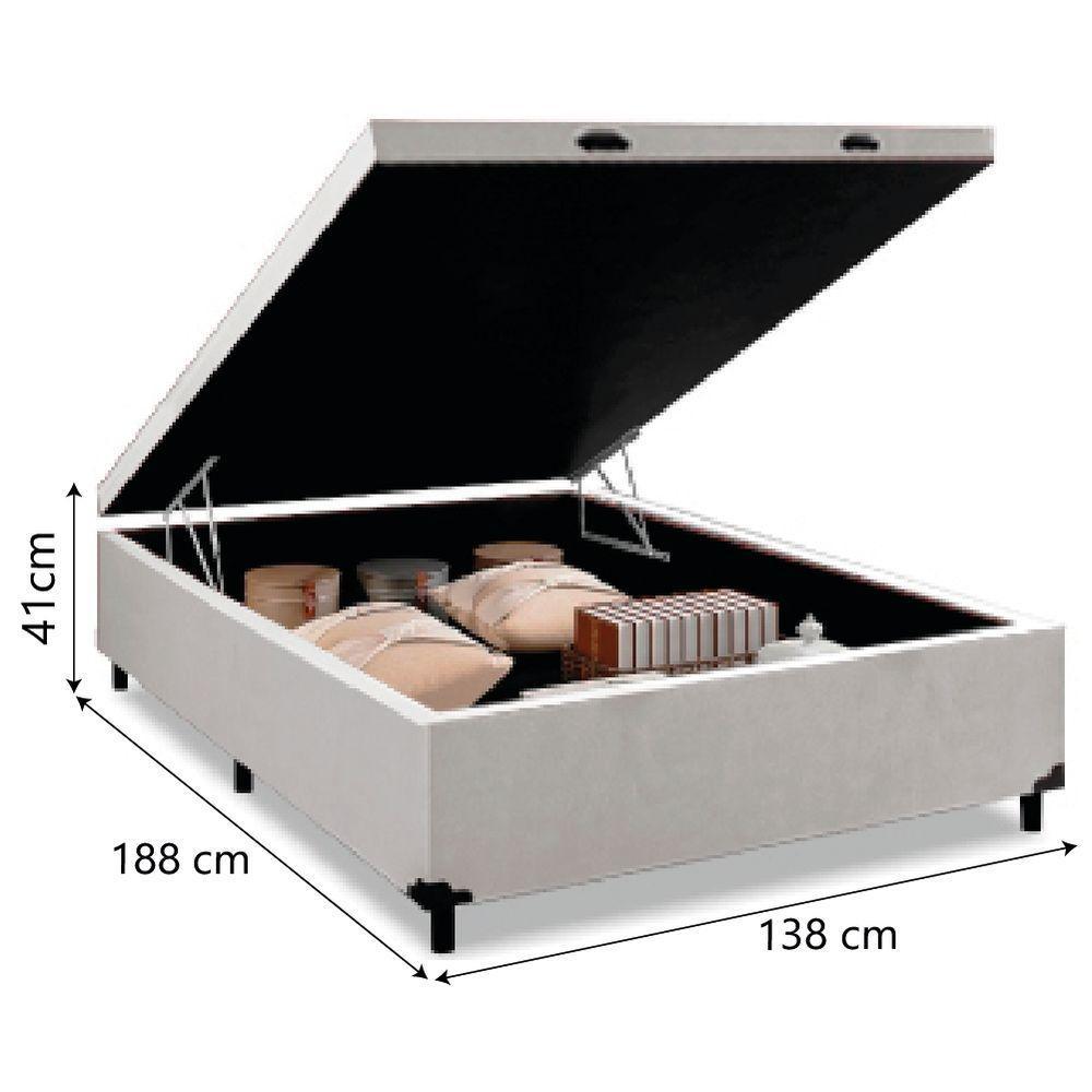 Cama Box Baú Base Casal Para Colchão De 1,38m Linho Prince Branco - 4