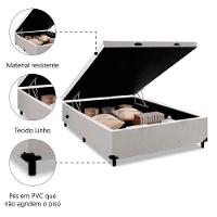 Cama Box Baú Base Casal Para Colchão De 1,38m Linho Prince Branco - 3