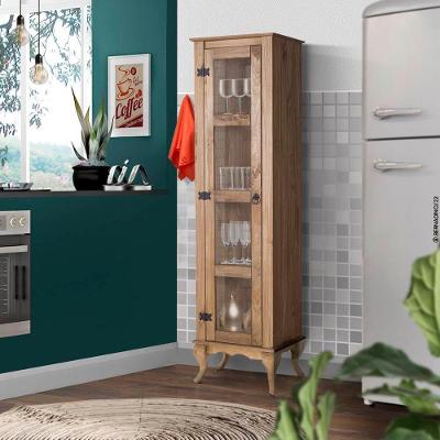 Cristaleira Para Cozinha Madeira Maciça 1 Porta Em Vidro Mel Shop Jm