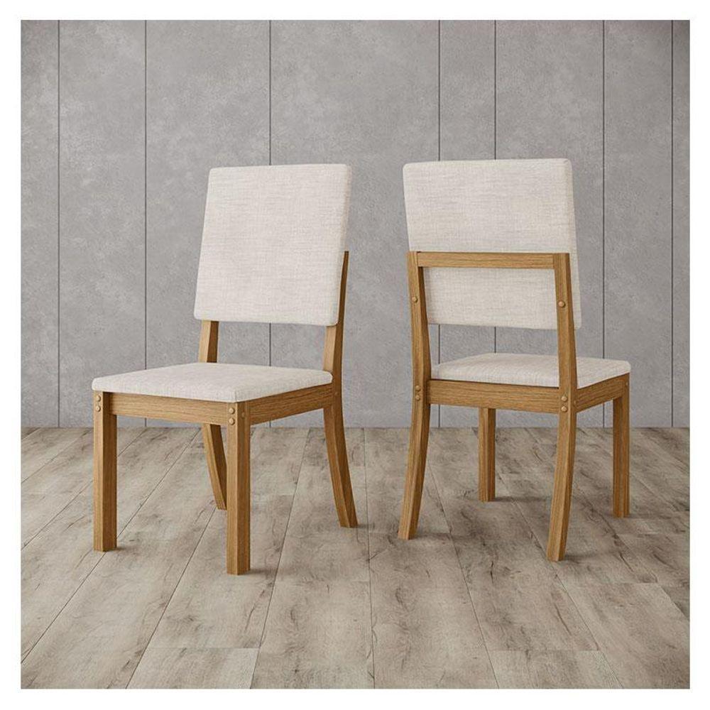 Cadeira Para Mesa De Jantar Ambiente Milla Kit 2 Peças Nature Linho - Henn - 1