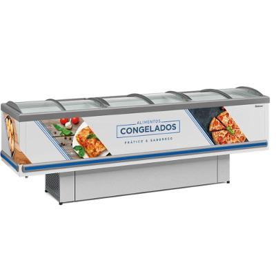 Ilha Plus Dupla Ação Vidro Curvo Gesv290c Gelopar Expositor 827 Litros Branco 220v