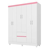 Guarda Roupa Infantil Flash 2 Branco Rosa Flex - Demóbile - 1