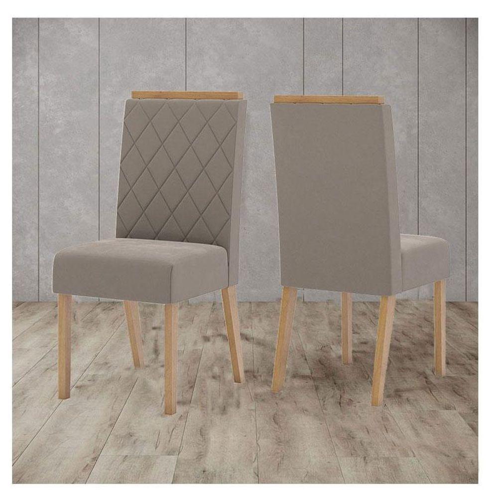 Cadeira Para Mesa De Jantar Ambiente Nina Kit 2 Peças Nature Marrom Amêndoa - Henn - 1