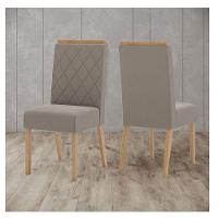 Cadeira Para Mesa De Jantar Ambiente Nina Kit 2 Peças Nature Marrom Amêndoa - Henn - 1