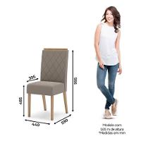 Cadeira Para Mesa De Jantar Ambiente Nina Kit 2 Peças Nature Marrom Amêndoa - Henn - 2