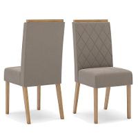 Cadeira Para Mesa De Jantar Ambiente Nina Kit 2 Peças Nature Marrom Amêndoa - Henn - 5