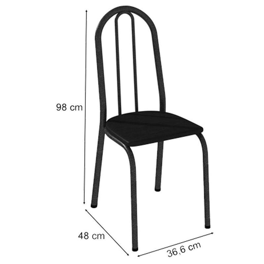 Cadeira Para Mesa De Jantar 050 Kit 4 Peças Preta - Artefamol - 2