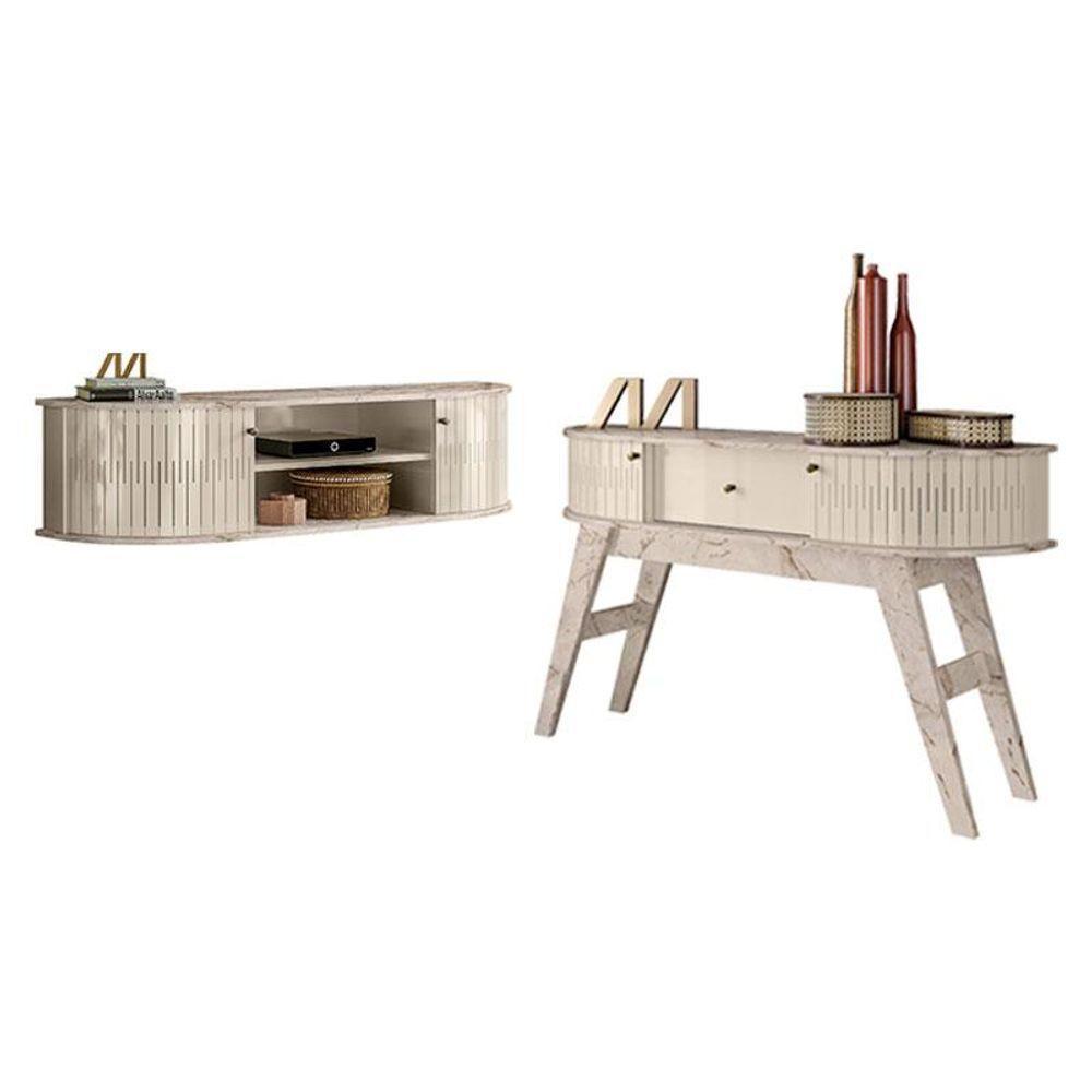 Rack Bancada Suspensa Modena Com Aparador Estoril Calacata Off White - Madetec - 1