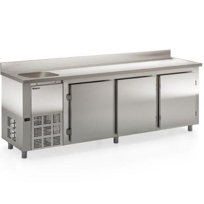 Balcão De Encosto Com 3 Portas E 1 Pia Lado Esquerdo Gbfe250ce Gelopar Balcão 765 Litros Inox 110v