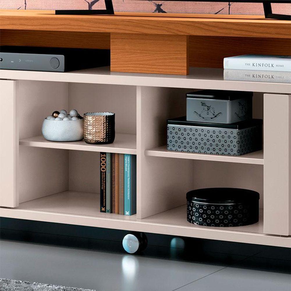 Rack Bancada Para Sala Ambiente Rivera 1.8 Off White Cinamomo - Hb Móveis - 3