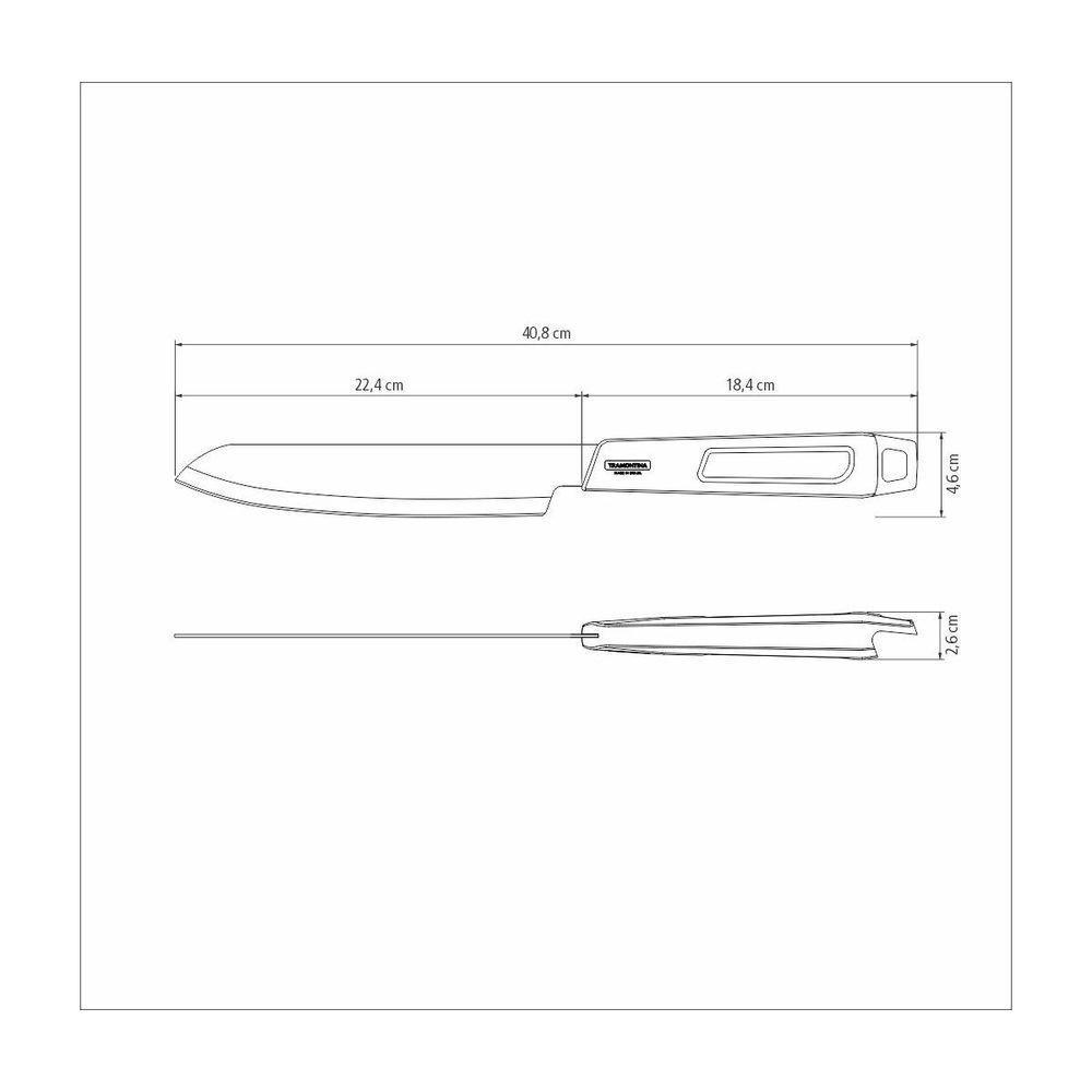 Faca Trinchante Tramontina Churrasco Black Com Lamina Em Aço Inox Preto 8 Polegada - 3