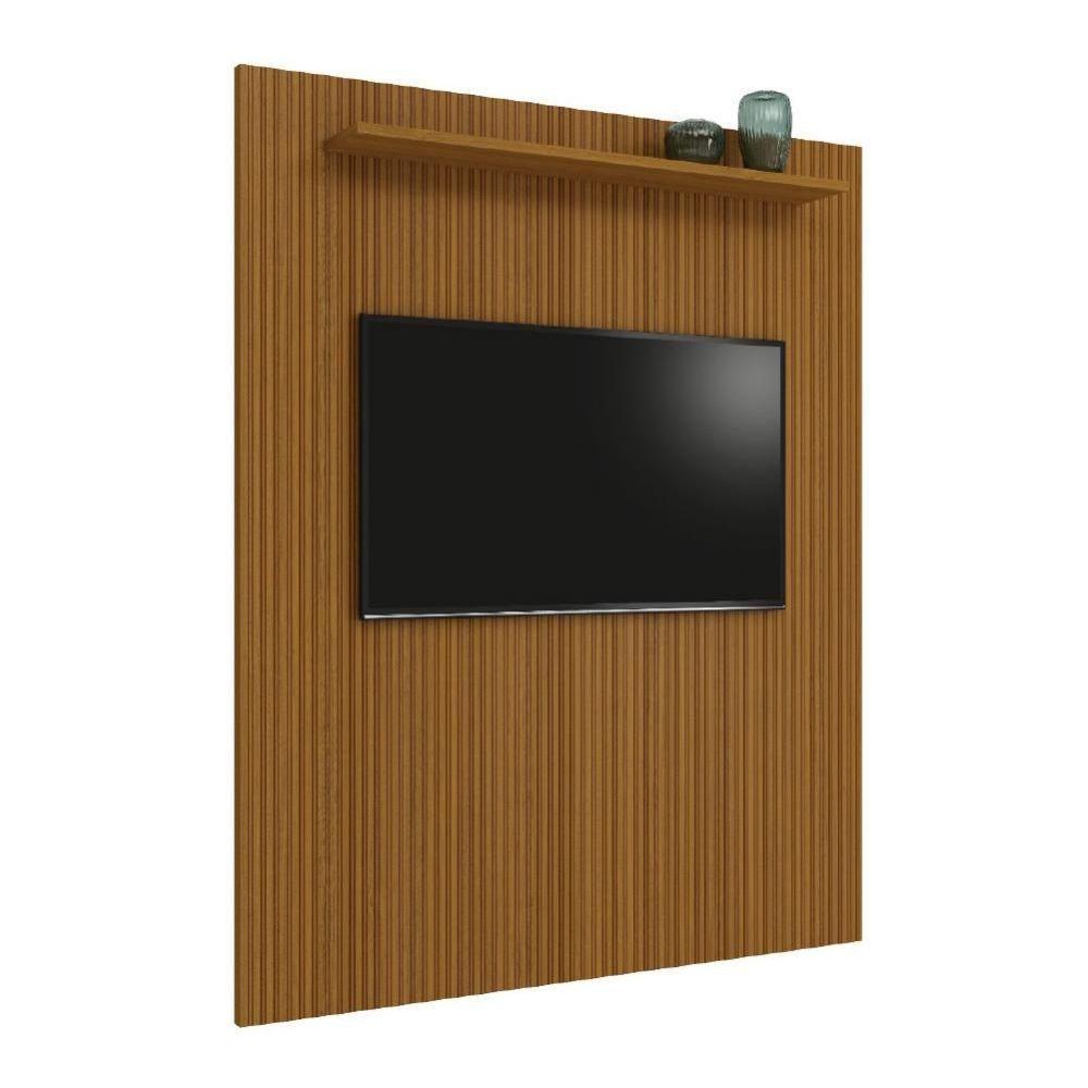 Painel Para Tv Até 75 Polegadas Ripado 3d Egeo C/ Prateleira 1,80m Cedro - 1