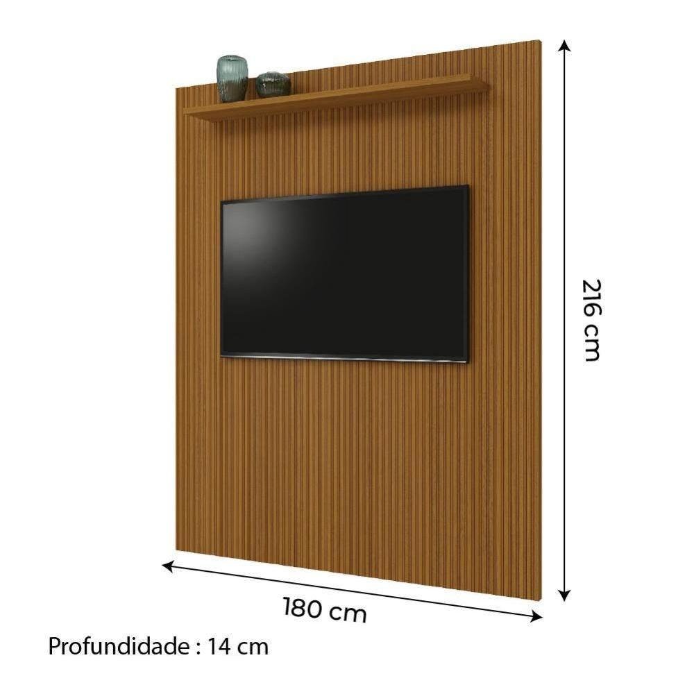Painel Para Tv Até 75 Polegadas Ripado 3d Egeo C/ Prateleira 1,80m Cedro - 4