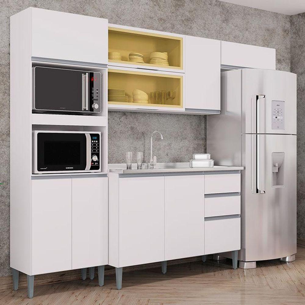 Cozinha Com Balcão De Pia Aline Branco - Poquema - 2