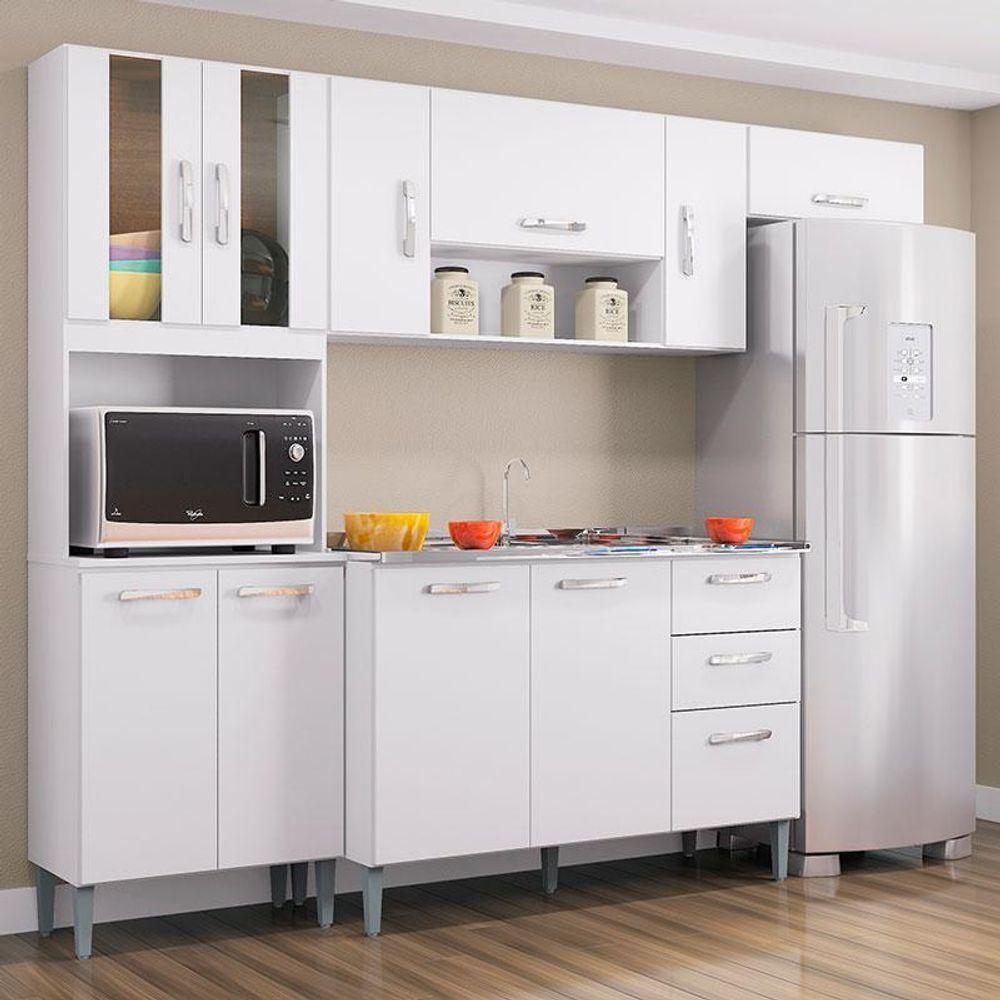 Cozinha Com Balcão De Pia Lavínia Branco - Poquema - 1