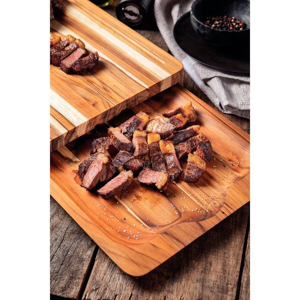 Kit Tábua Bandeja Churrasco Tramontina Em Madeira Teca Fsc Com Acabamento Em óleo Mineral - 4