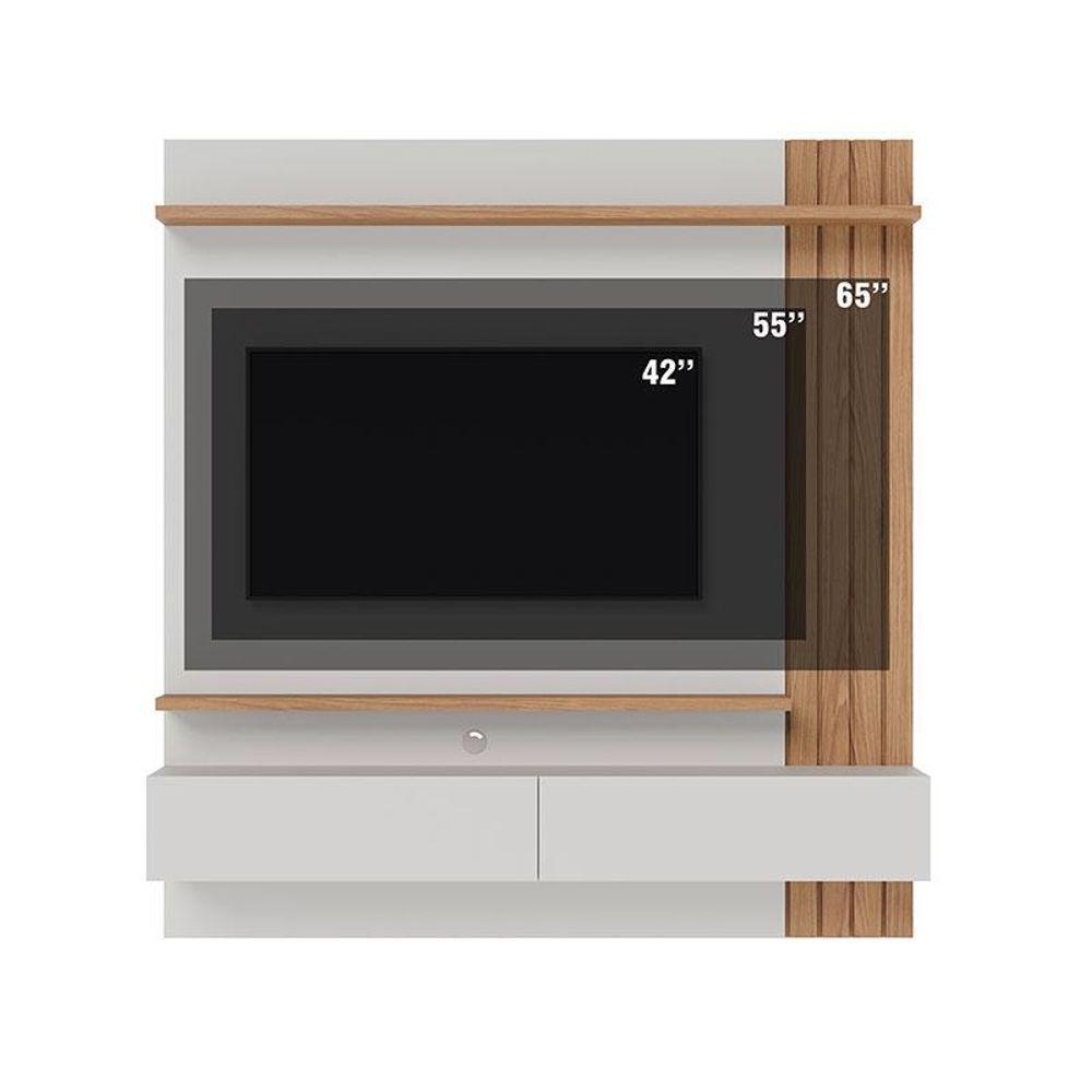 Painel Para Tv Home Suspenso Juriti 1.5 Off White Matte Freijó - Colibri - 2