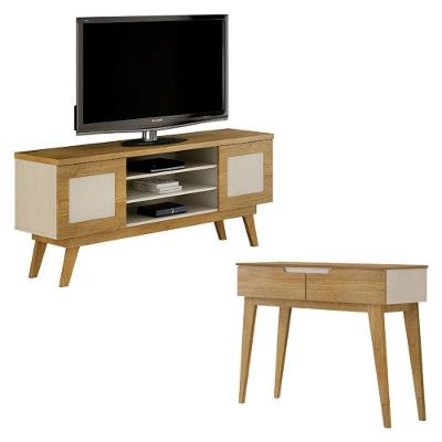 Rack Bancada Detroit E Aparador Bellíssima Cinamomo Off White - Valdemóveis