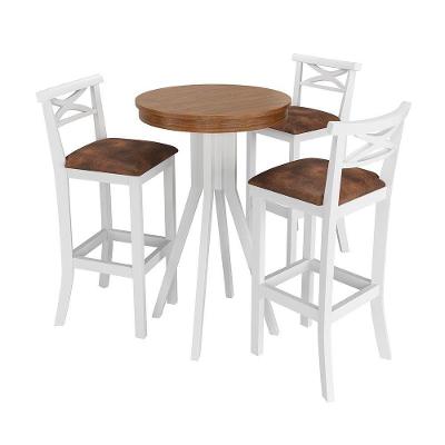 Conjunto Mesa Bistrô Com 3 Banquetas Branco Valência