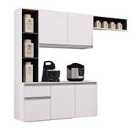 Cozinha Suspensa Com Balcão Mel 163 Cm Branco Preto - Poquema - 2