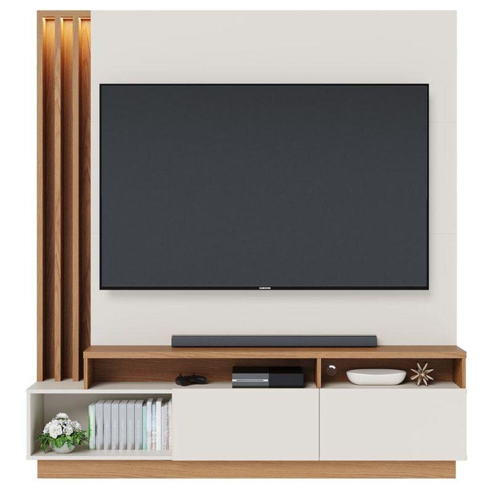 Estante Home Theater Ambiente Humaita Off White Matte Freijó - Colibri - 5