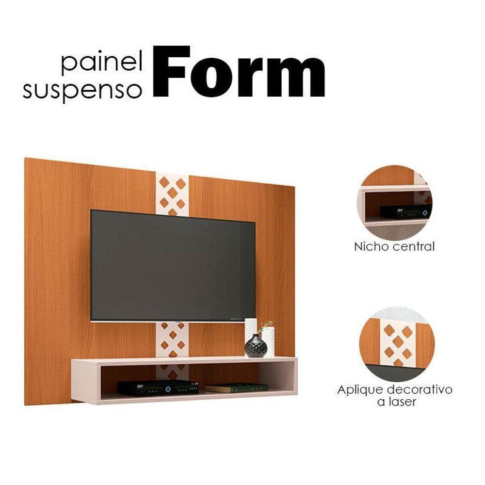 Painel Para Tv Home Suspenso Ambiente Form Cinamomo Off White - Hb Móveis - 3