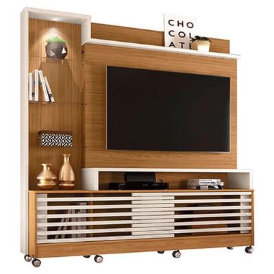 Estante Home Theater Frizz Prime Com Rodízios Naturale Off White - Madetec